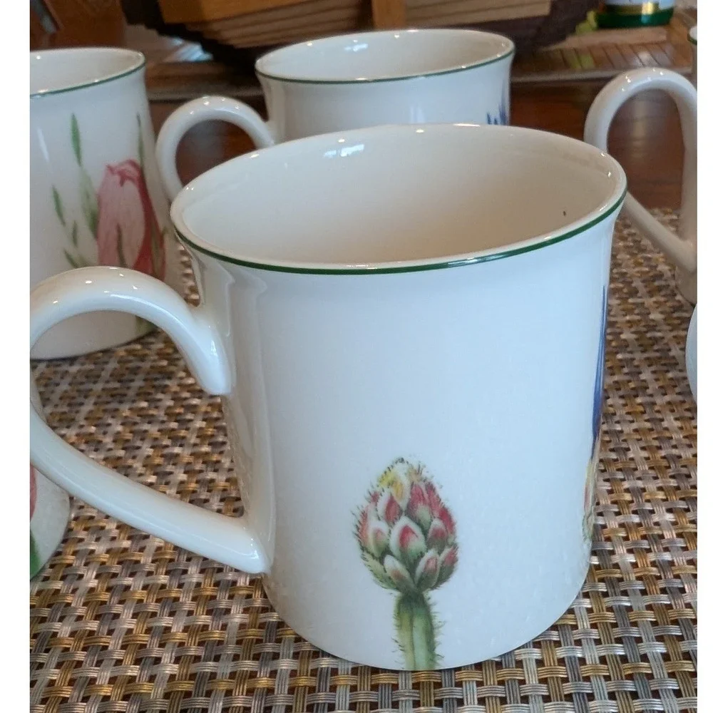 Villeroy & Boch Flora Botanical Coffee Mugs Set of 8 Porcelain Floral 3.5" - Picture 8 of 13